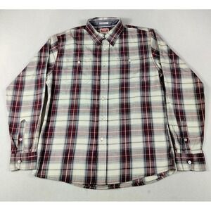 Wrangler Shirt Mens Large Red Plaid Long Sleeve Flex Comfort Western Cowboy PBR